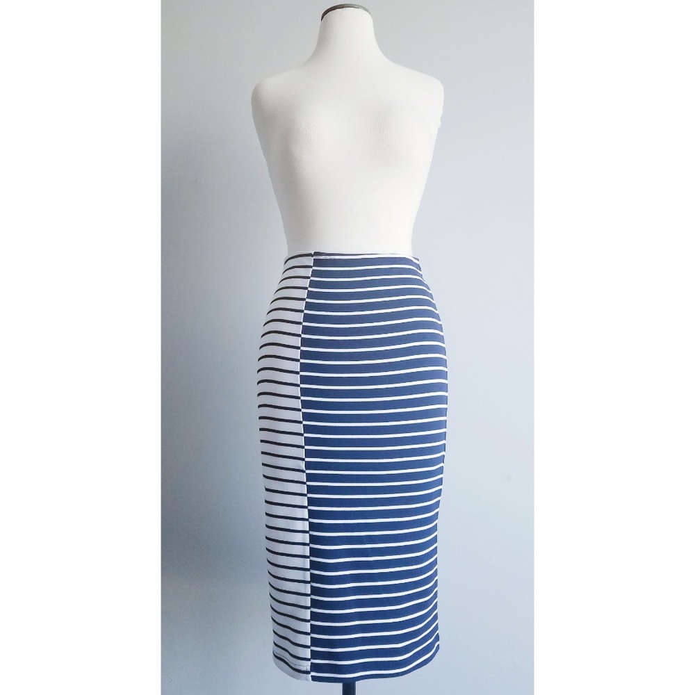 Shabby Apple Navy Striped Marina Pencil Skirt